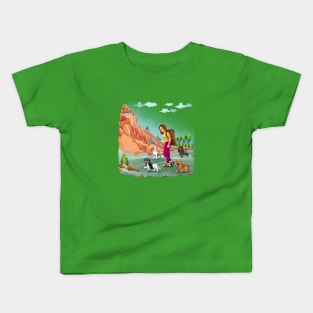 All Four Cute Cavalier King Charles Spaniels Hiking Kids T-Shirt